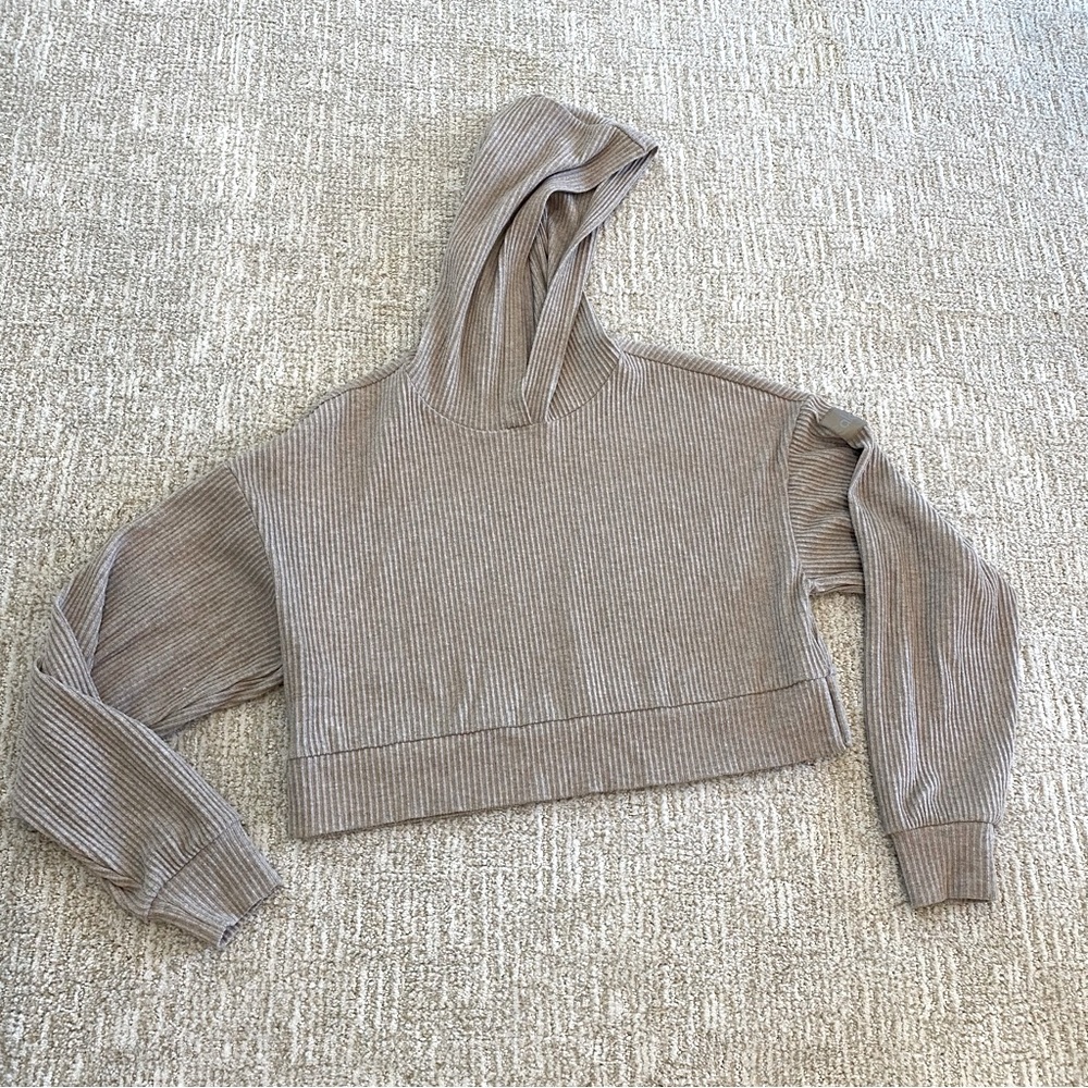 ALO yoga 2 piece set Muse hoodie and joggers in Gravel Heather tan size XS - Picture 9 of 11